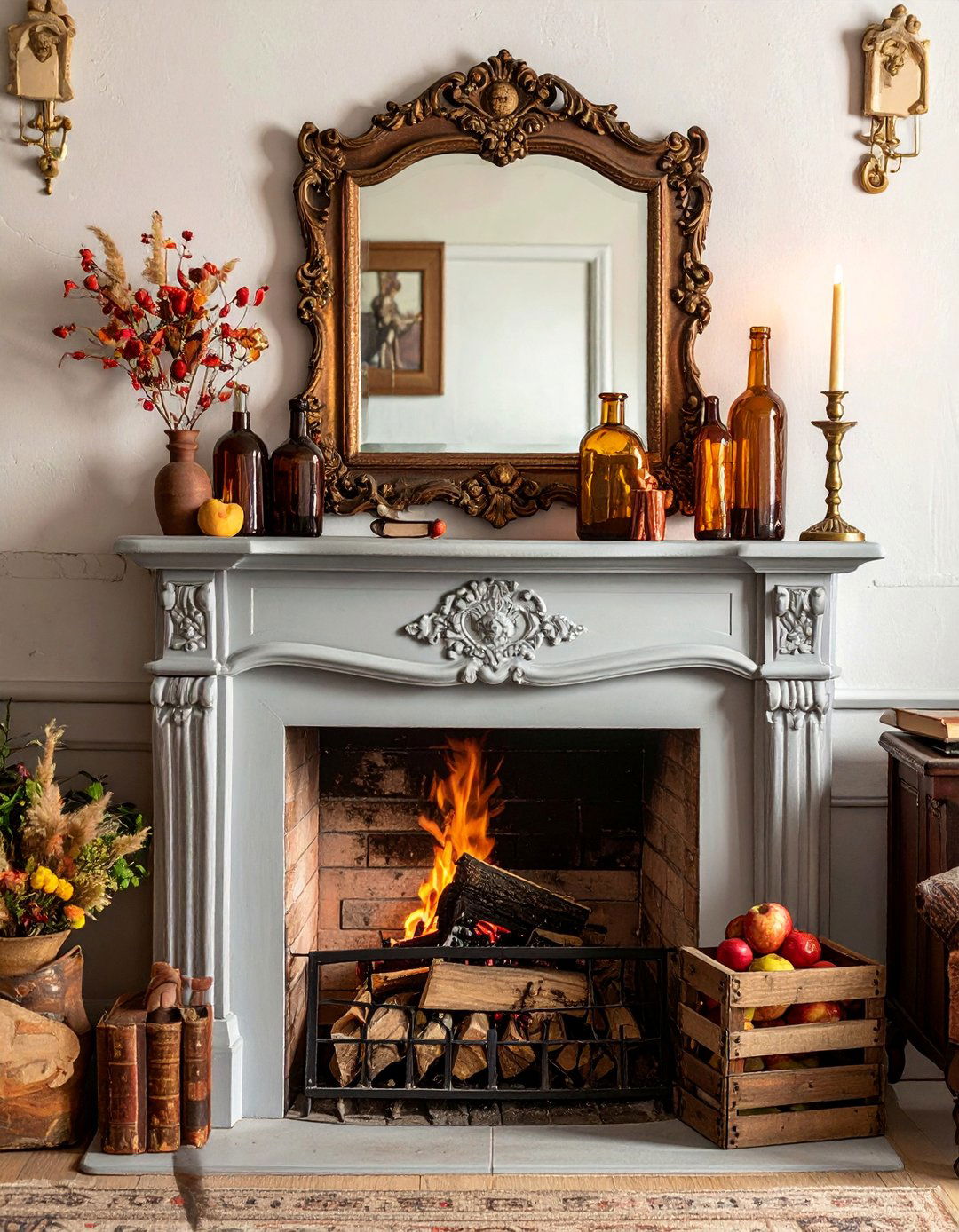 Vintage Nostalgia Fireplace - 20 fall fireplace ideas