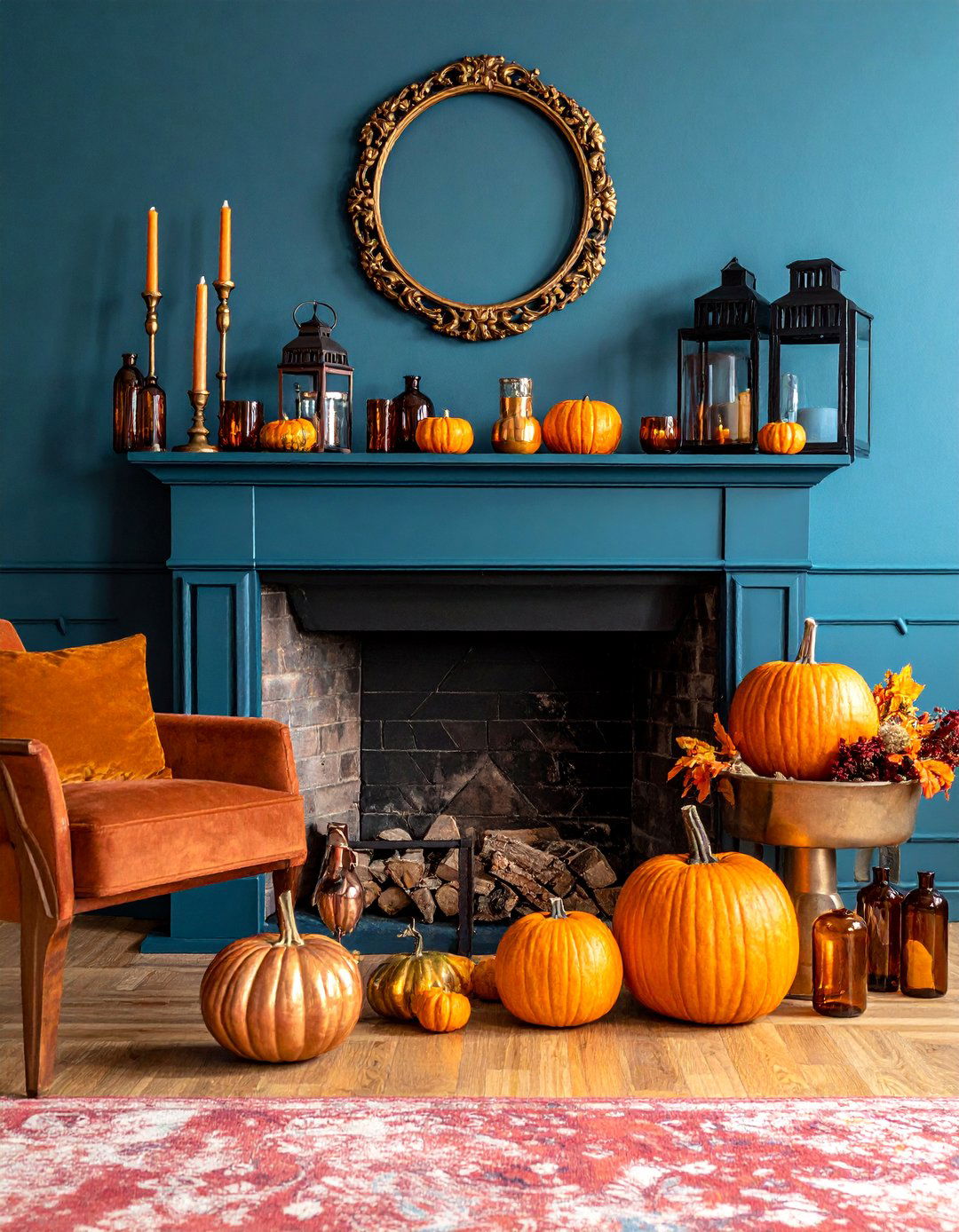 Warm Copper and Bronze Tones - 20 fall fireplace decor ideas