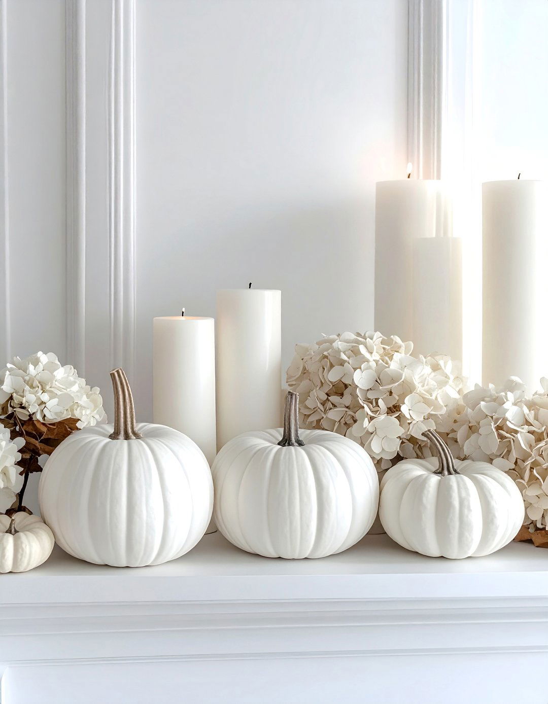 White Pumpkin Mantel Displays - 20 fall pumpkin decor ideas