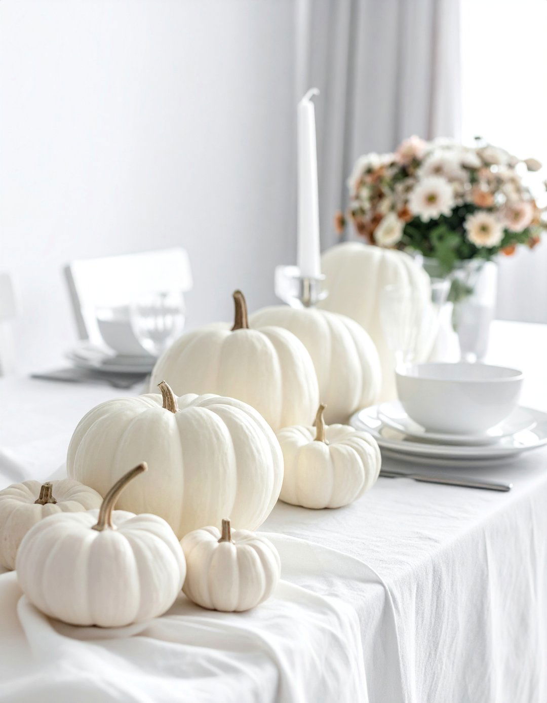 White Pumpkin Table Design - 20 fall table decor ideas