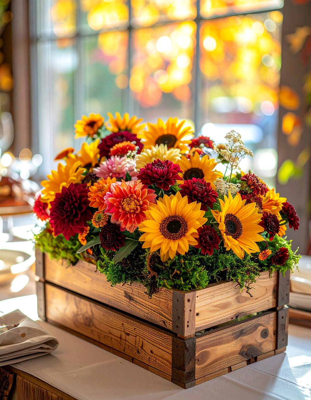 Wooden Box Floral Arrangements - 20 wooden fall decor ideas