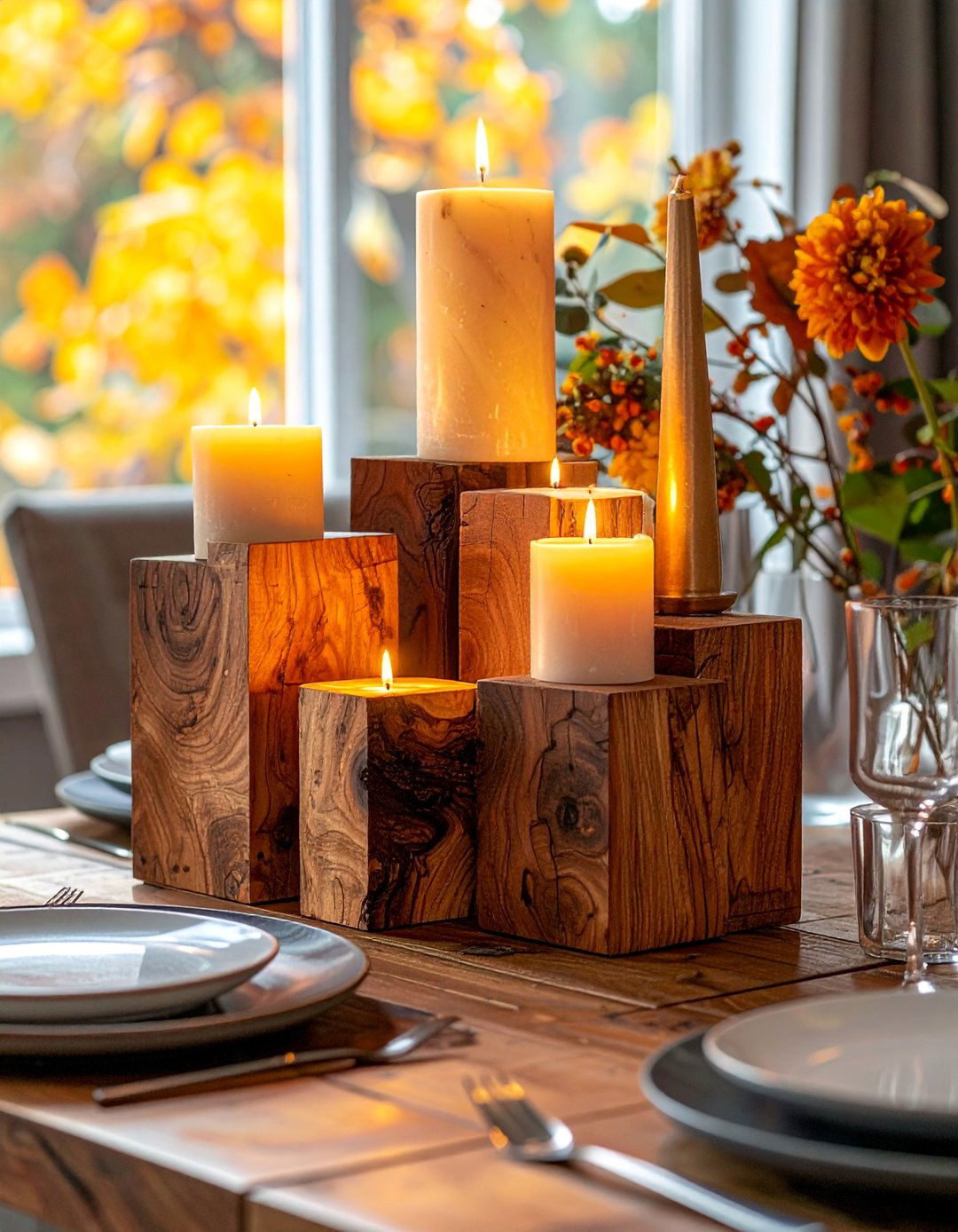Wooden Candle Holders - 20 wooden fall decor ideas