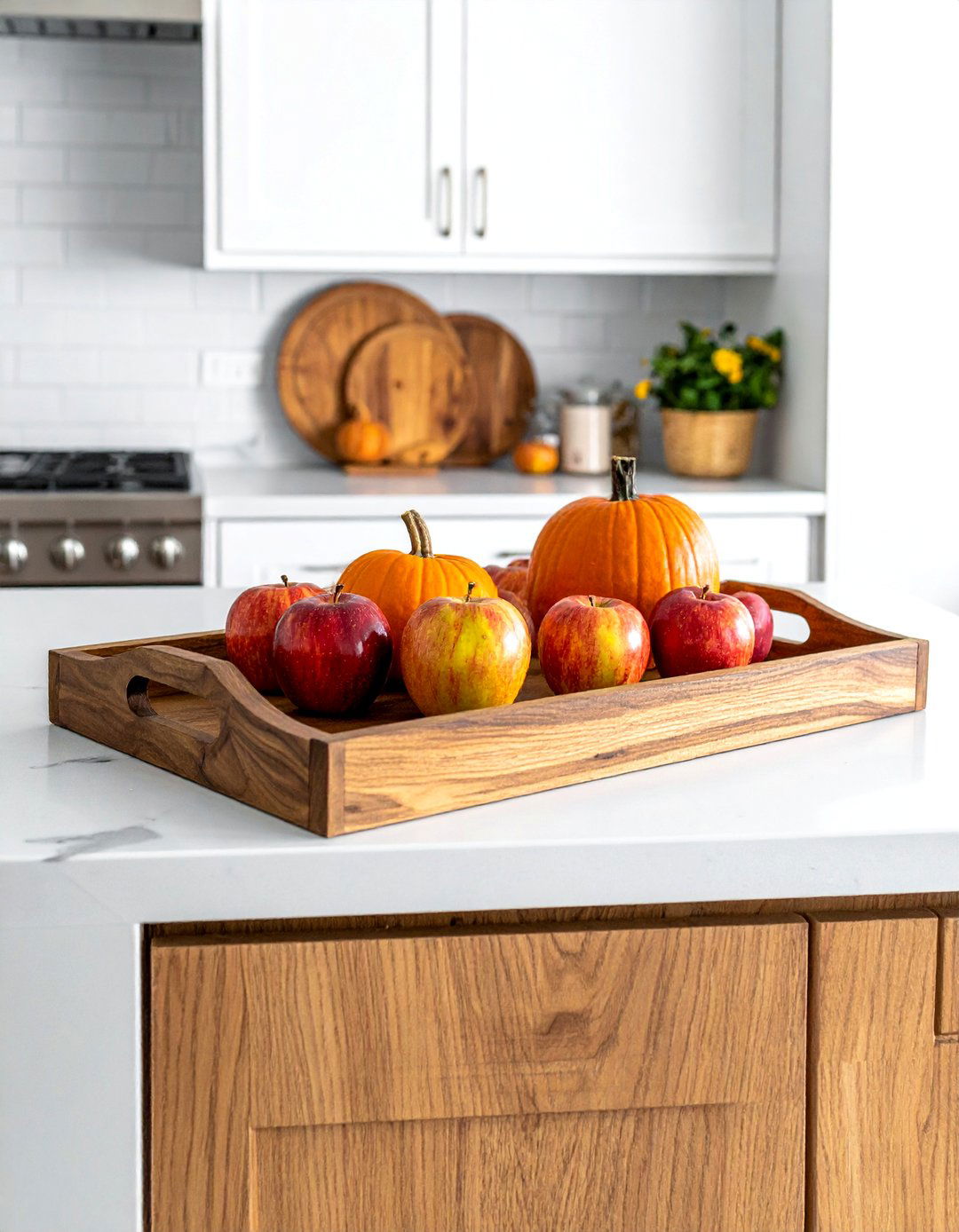 Wooden Farmhouse Serving Tray - 20 wooden fall decor ideas