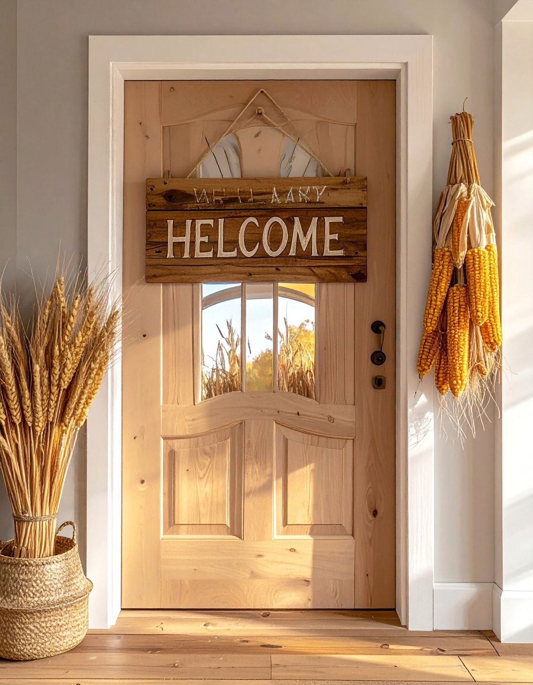Wooden Harvest Welcome Sign - 20 wooden fall decor ideas