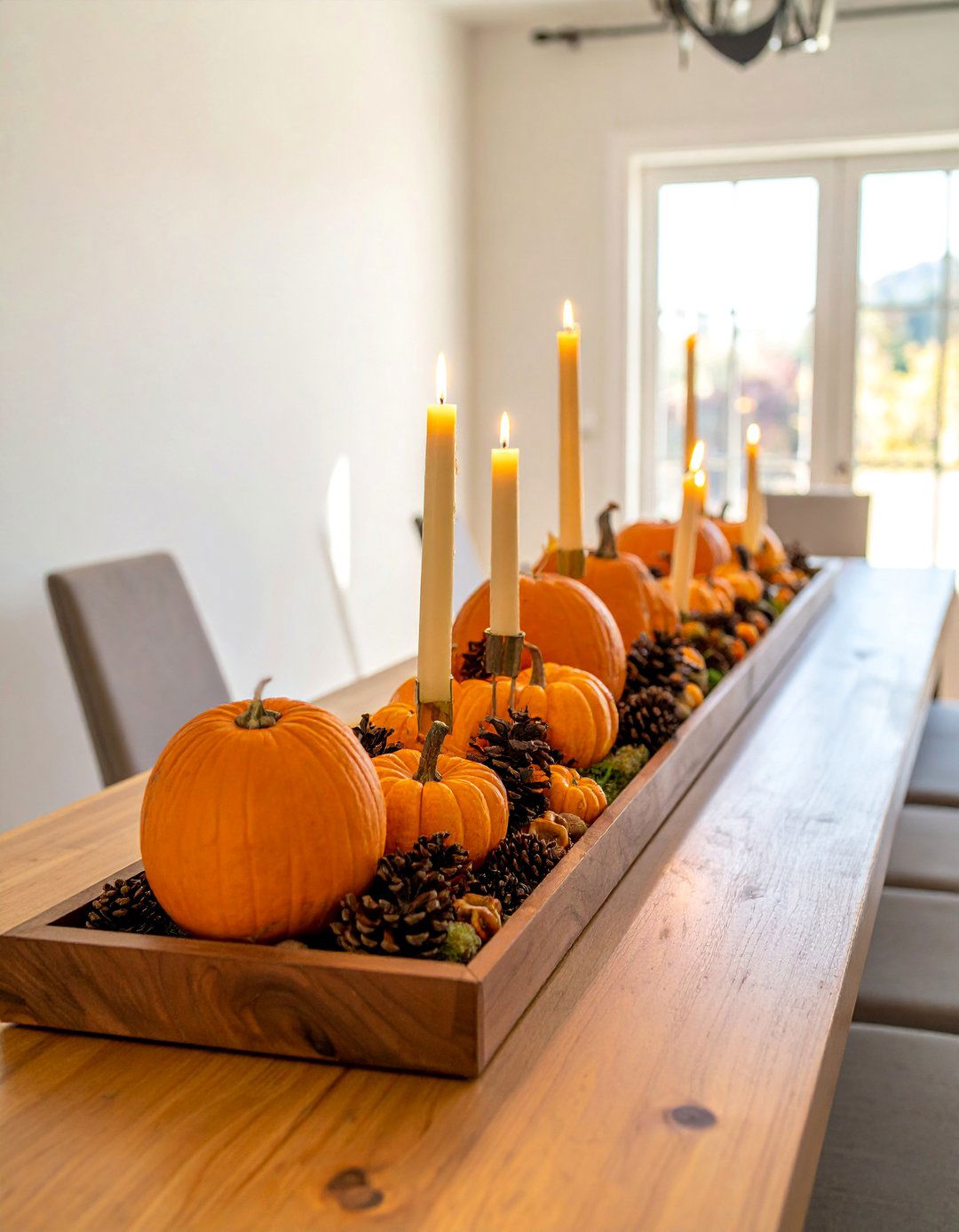 Wooden Tray Table Runner - 20 wooden fall decor ideas