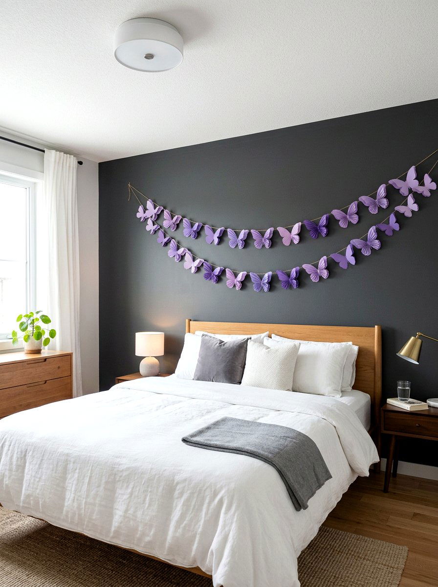 3D Paper Butterfly Garland - 25 Spring Banner Ideas