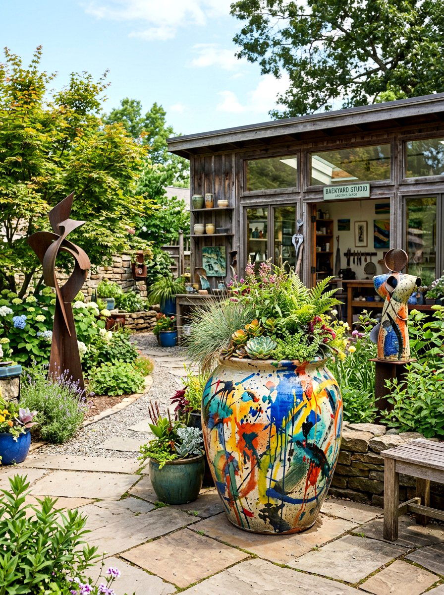 Abstract Art Planter - 25 Spring Planter Painting Ideas