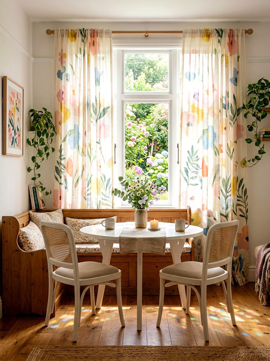 Abstract Floral Curtain - 25 Spring Abstract Floral Decor Ideas