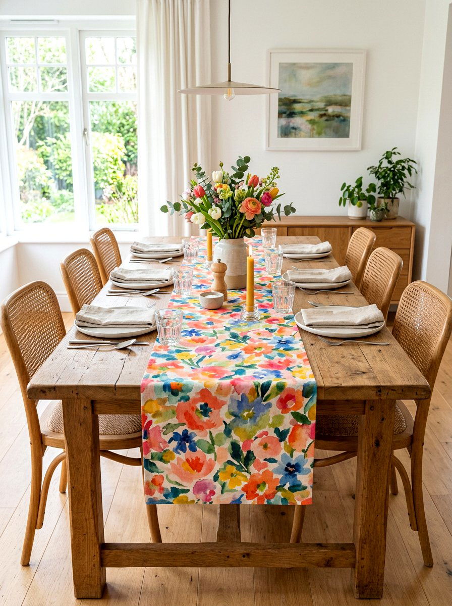 Abstract Flower Table Runner - 25 Spring Abstract Floral Decor Ideas