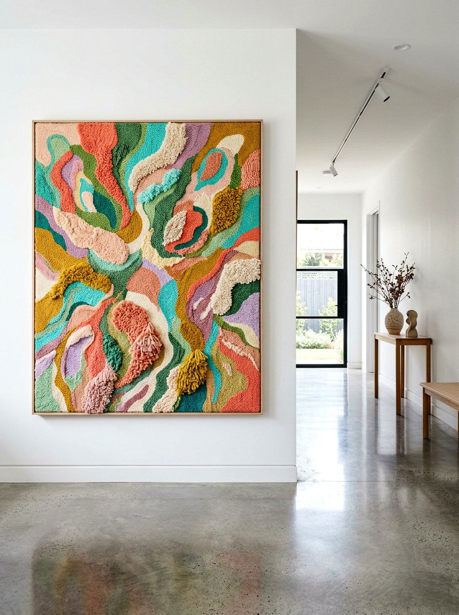 Abstract Garden Punch Needle Art - 25 Spring Punch Needle Decor Ideas