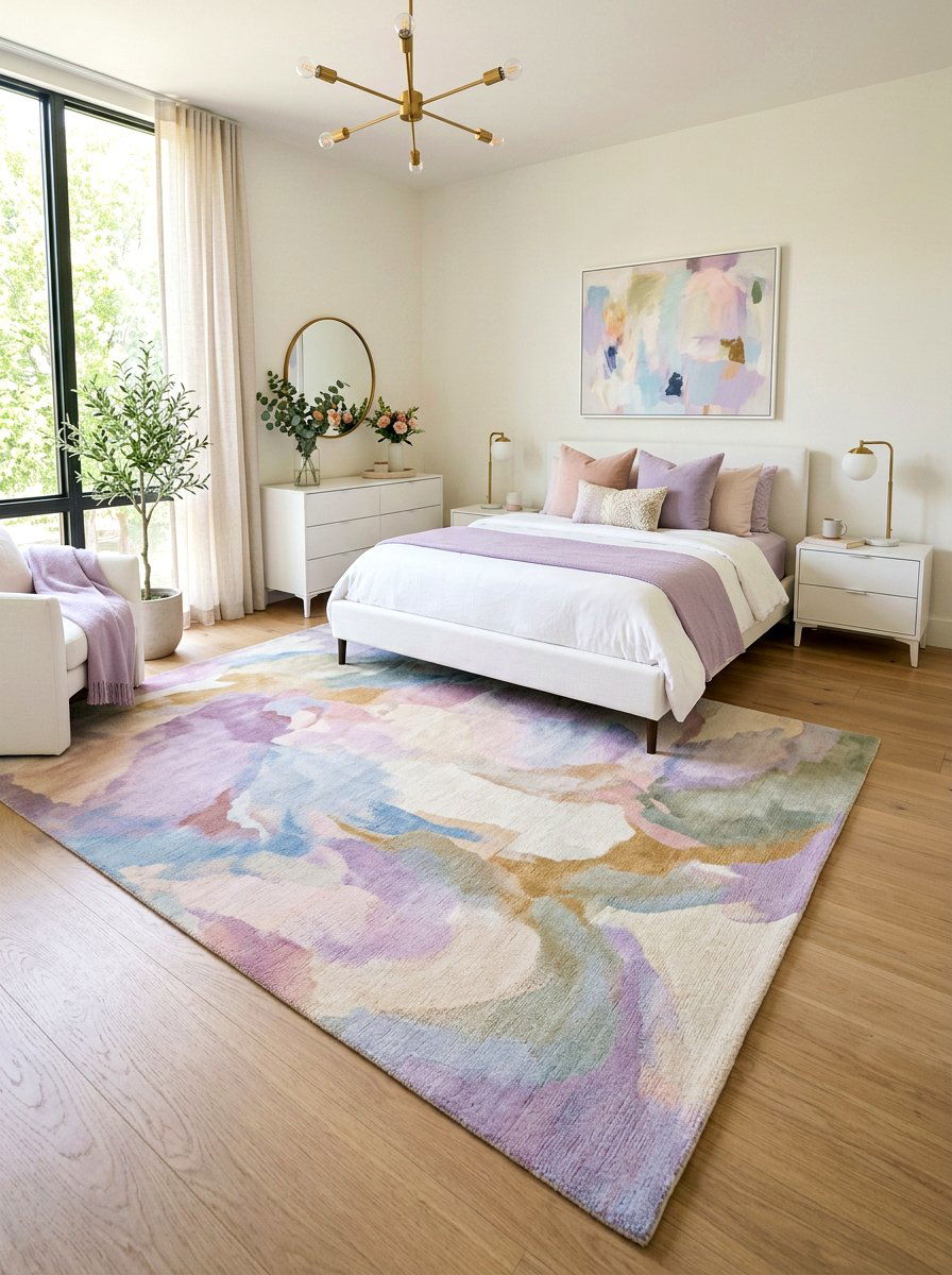 Abstract Pastel Rug - 25 Spring Bedroom Rug Ideas