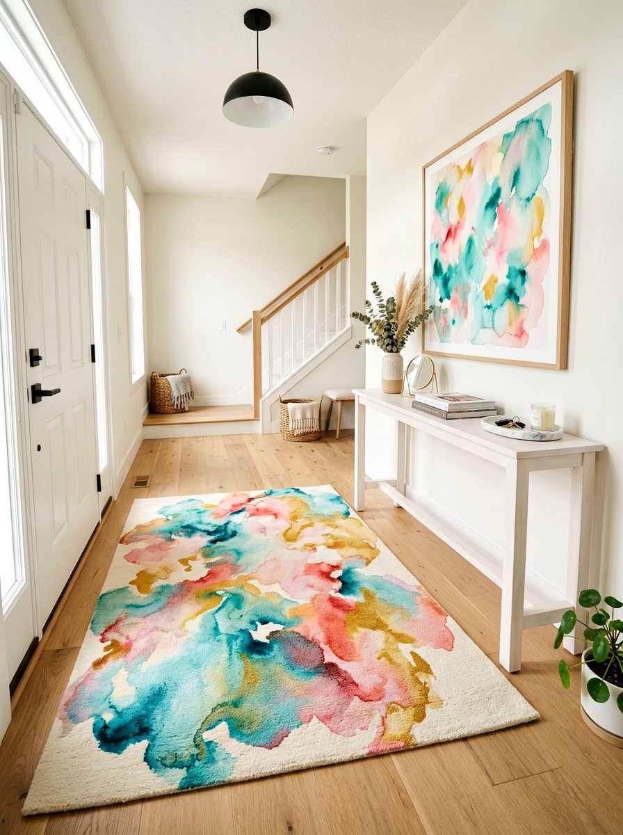 Abstract Watercolor Rug - 25 Spring Entryway Rug Ideas
