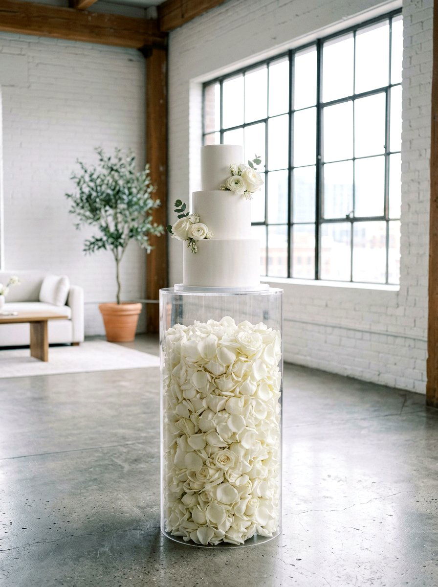 Acrylic Wedding Cake Pedestal - 25 Spring Wedding Cake Table Ideas