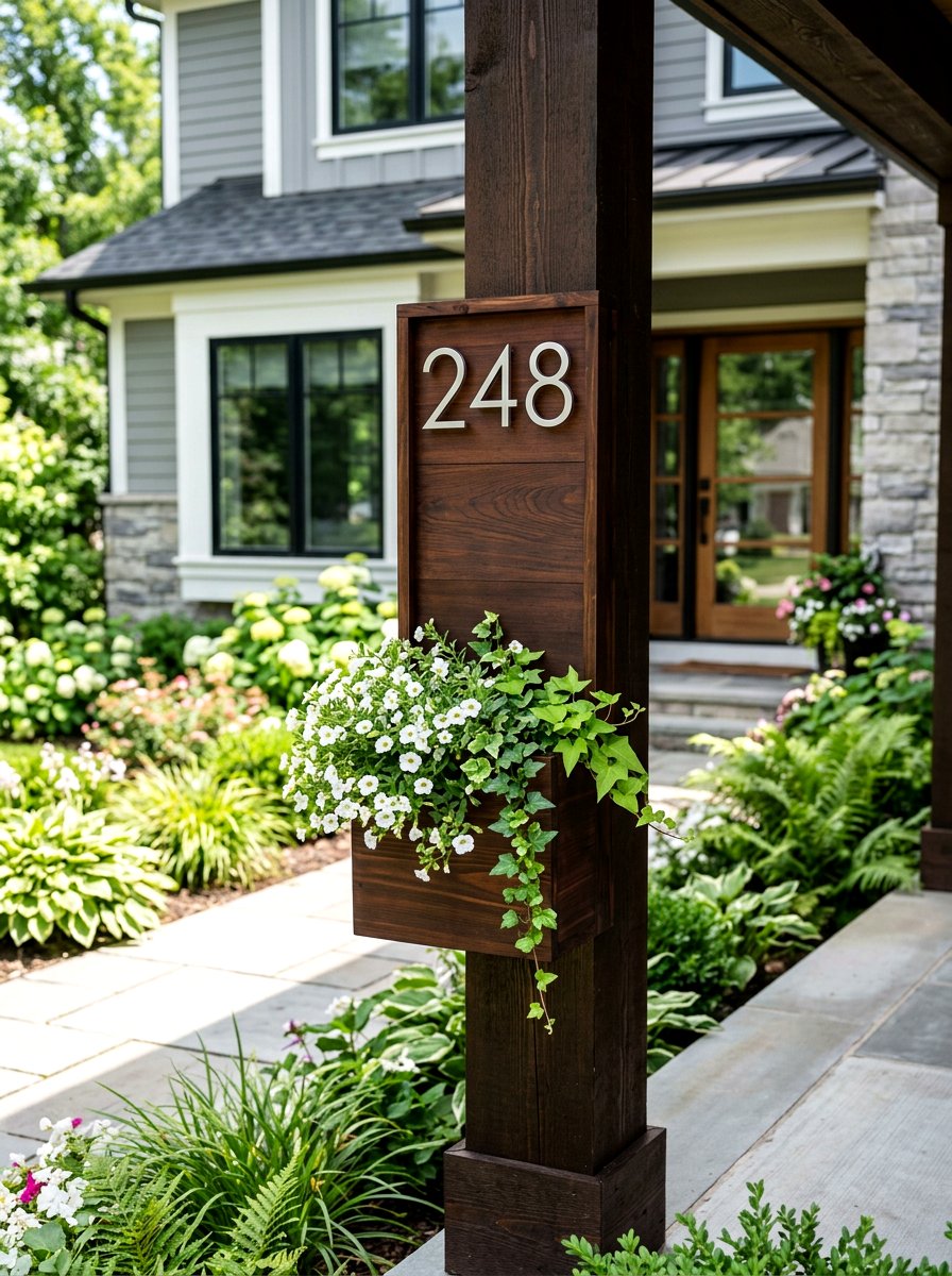 Address Sign Planter - 25 Spring DIY Porch Decor Ideas