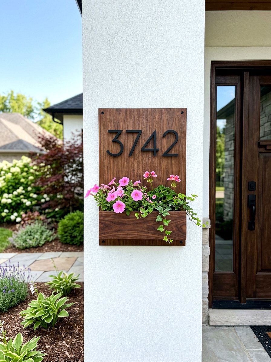 Address Sign With Flowers - 25 Spring Outdoor Sign Ideas