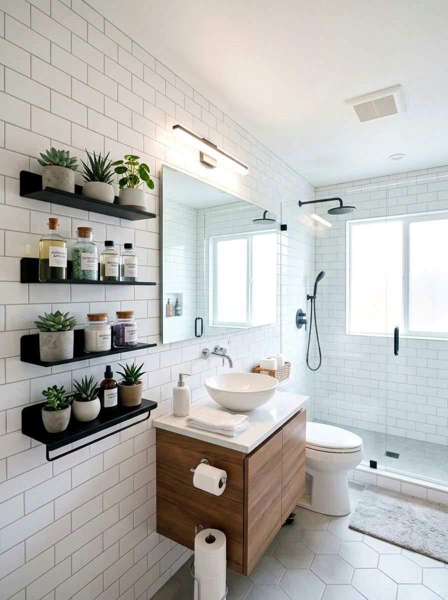 Adhesive Wall Shelves - 25 Spring Rental Friendly Decor Ideas