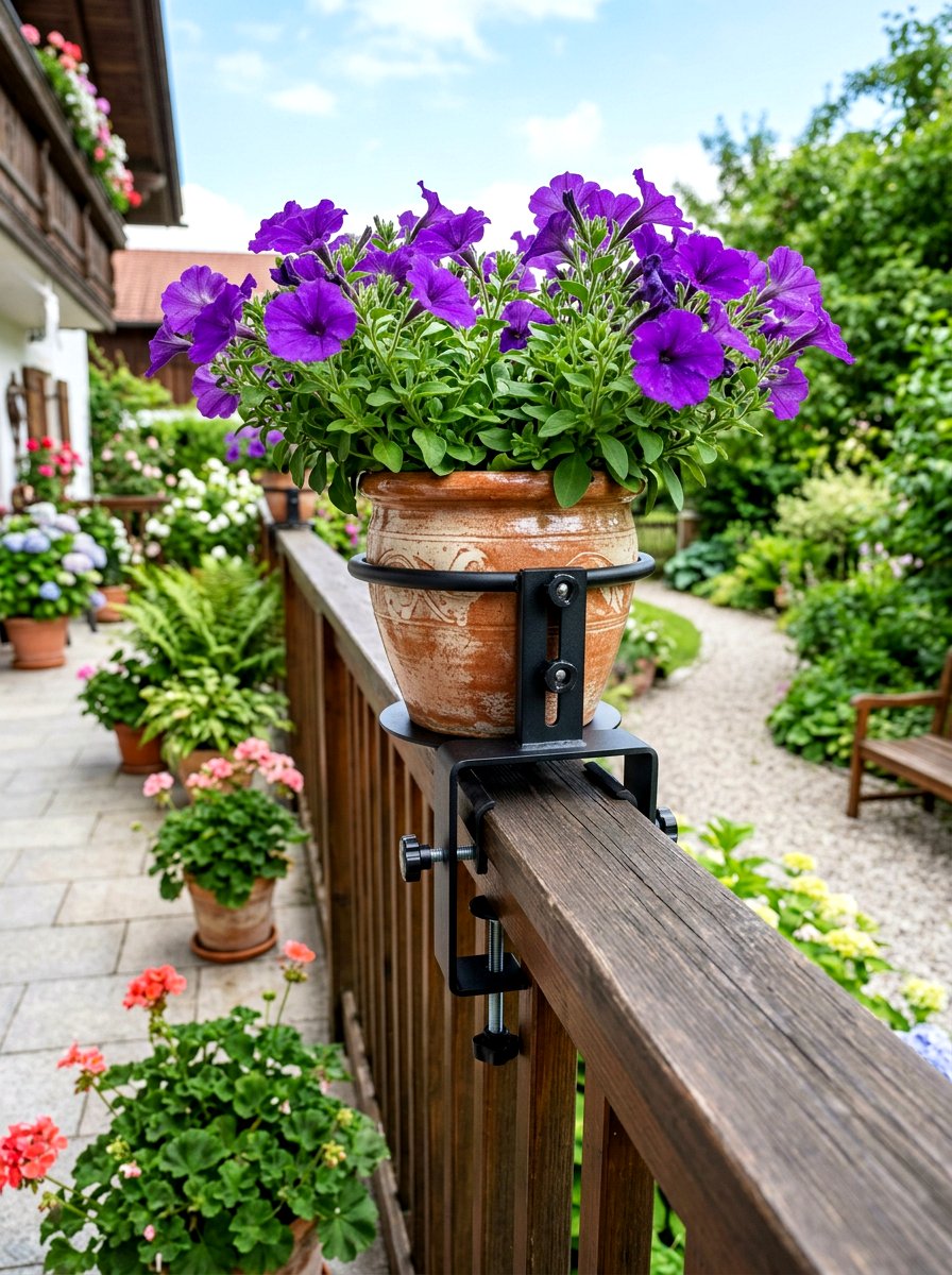 Adjustable railing planter bracket - 25 Spring Porch Railing Planter Ideas