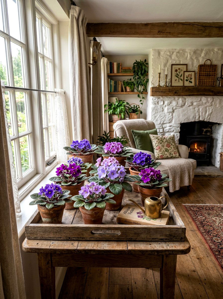 African Violet - 25 Spring Living Room Plant Ideas
