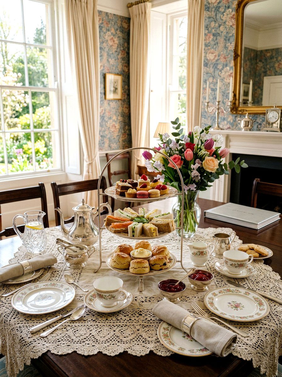 Afternoon Tea Table Arrangement - 25 Spring Champagne Brunch Ideas