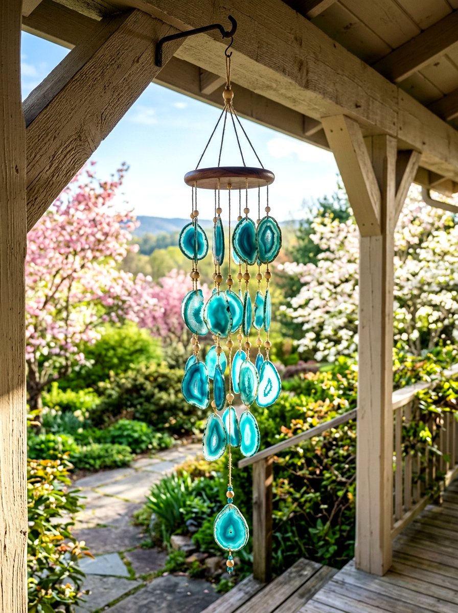 Agate slice wind chime - 25 Spring DIY Wind Chime Ideas