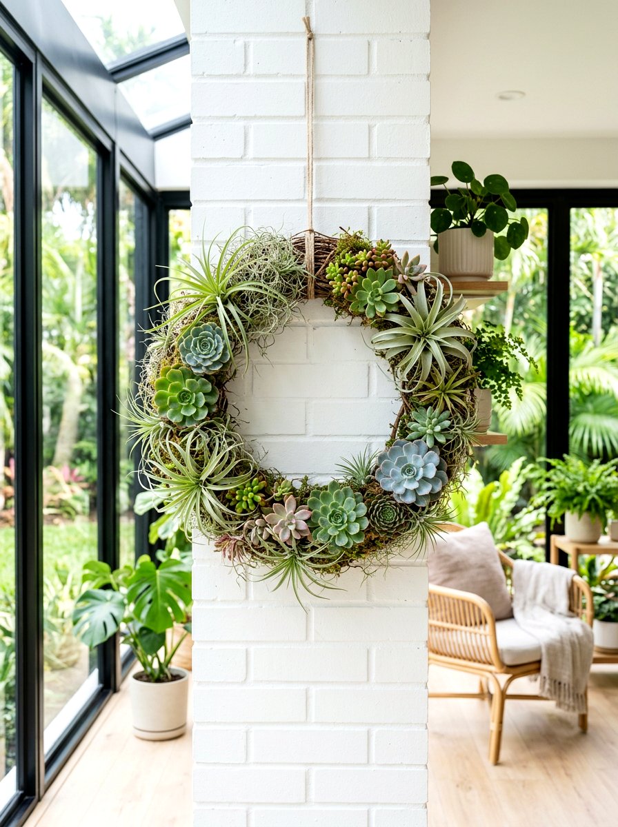Air Plant And Succulent Wreath - 25 Spring Succulent Wreath Ideas