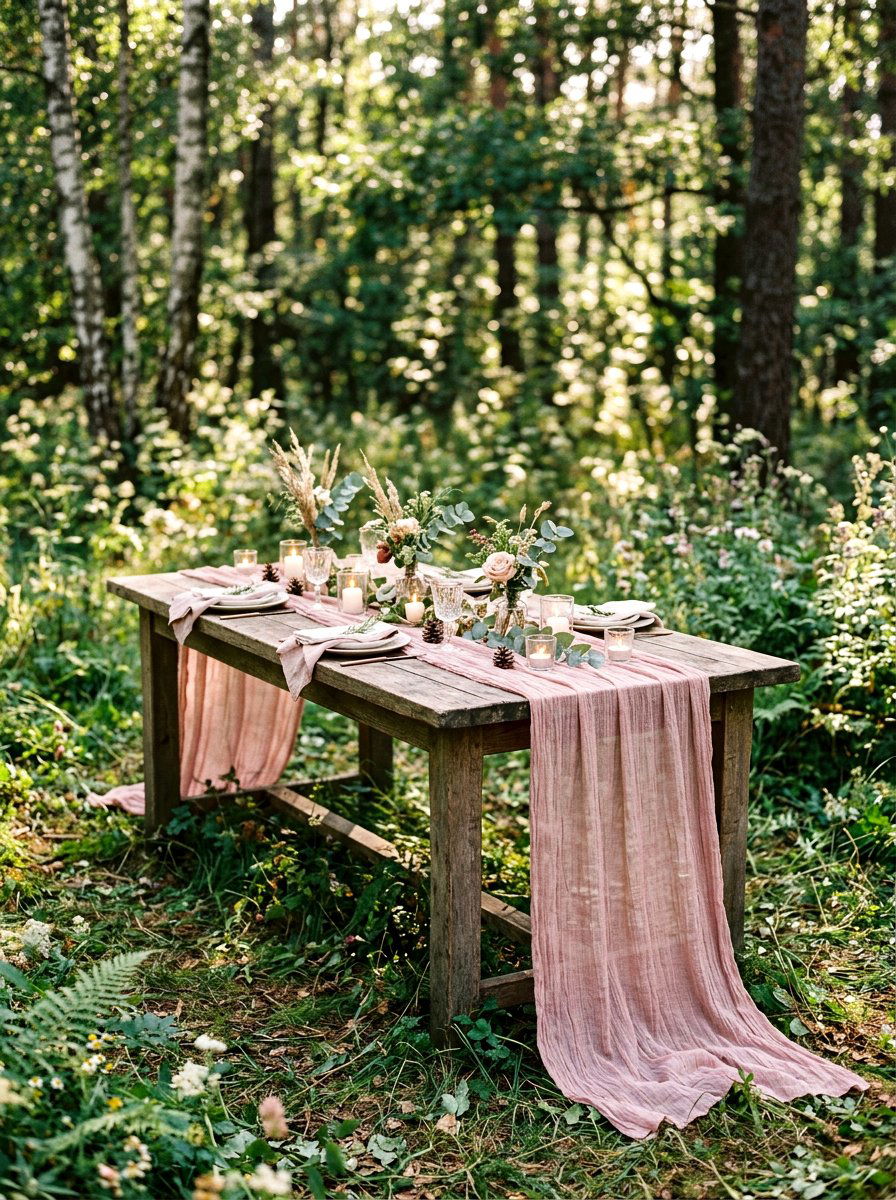 Airy Gauze Table Runner - 25 Spring Picnic Decor Ideas