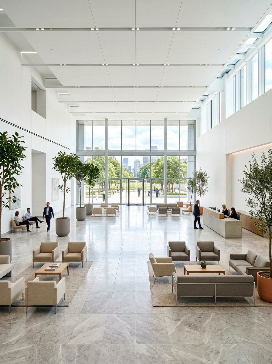 Airy Open Concept Lobby - 25 Spring Waiting Room Decor Ideas