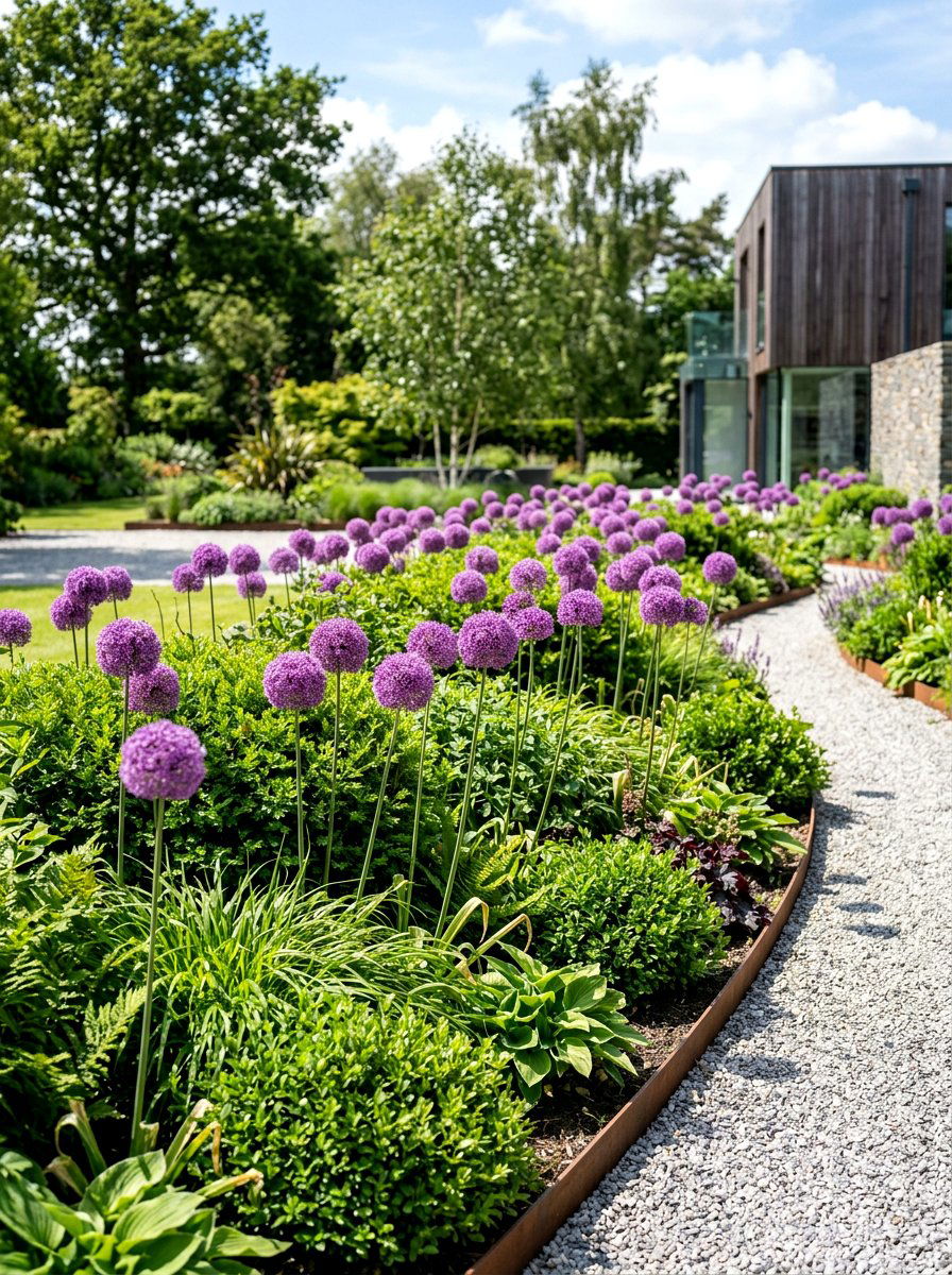 Allium Garden Border - 25 Spring Flower Border Ideas