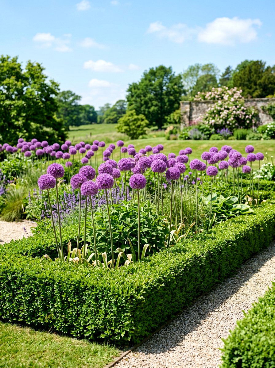 Allium purple border plant - 25 Spring Bulb Garden Ideas