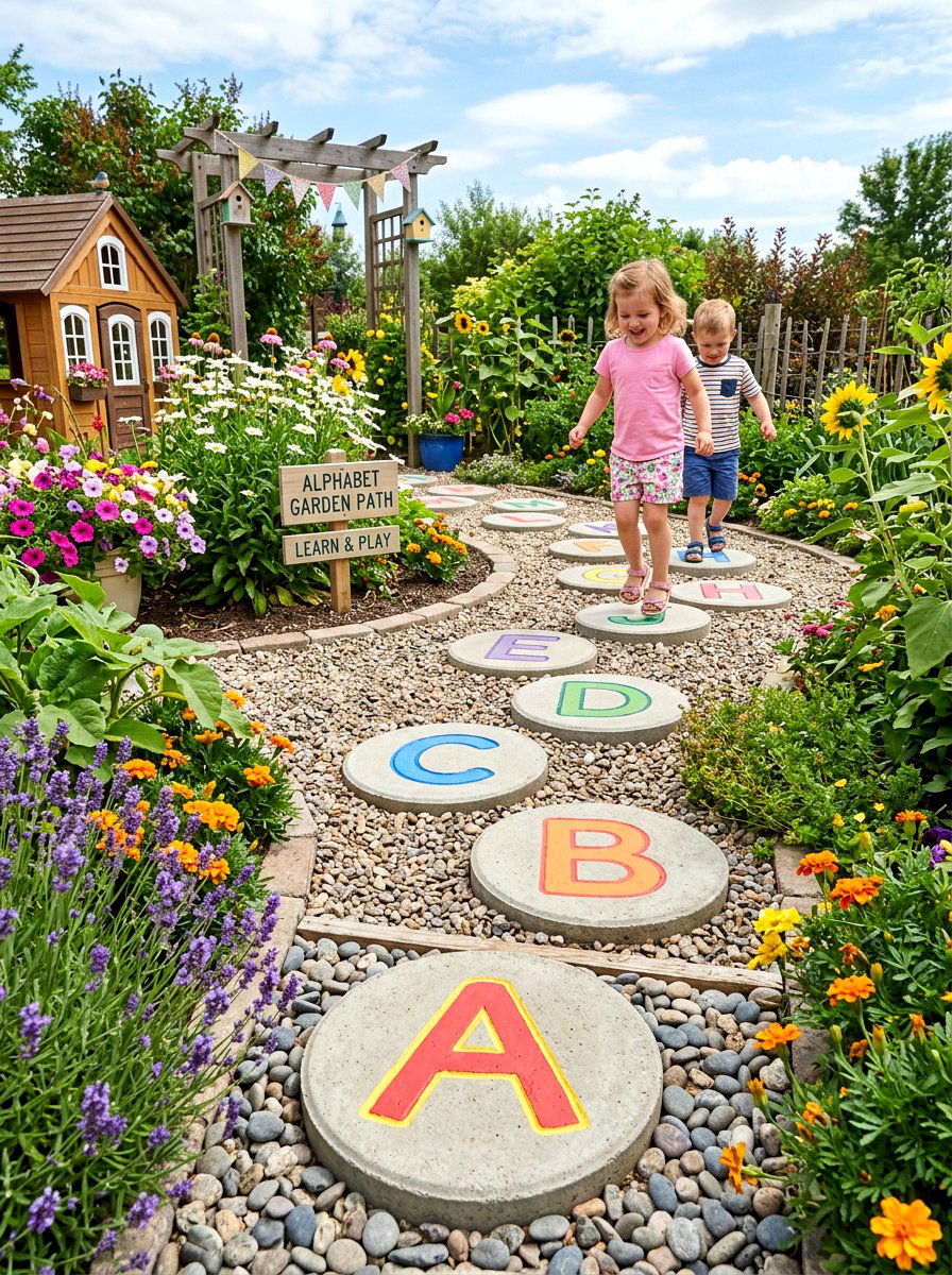 Alphabet Garden Stone - 25 Spring Stepping Stone Decor Ideas