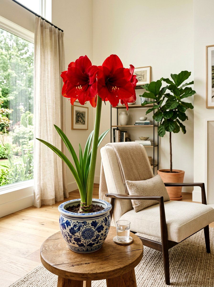 Amaryllis In Decorative Planters - 25 Spring Bulb Forcing Ideas