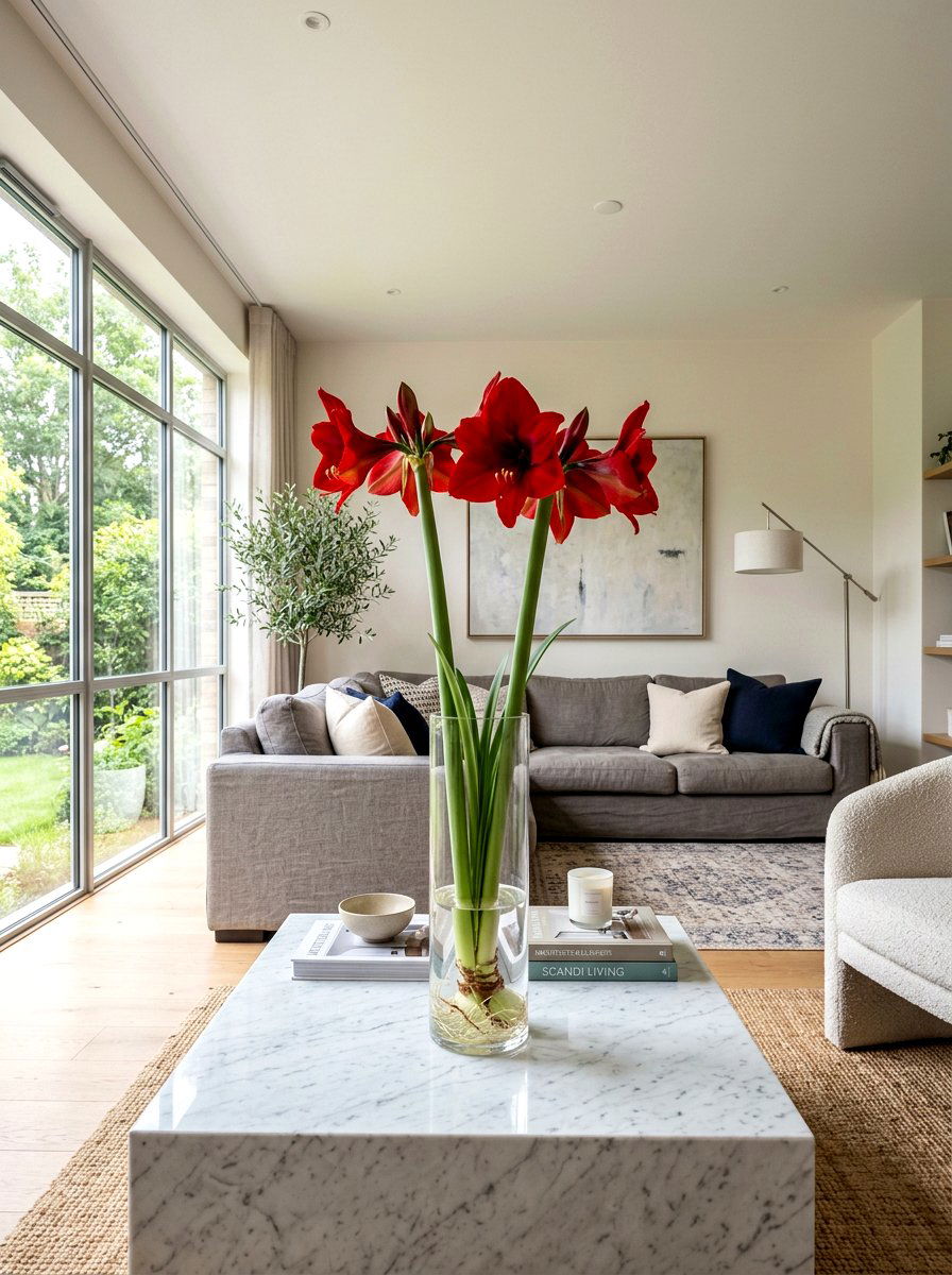 Amaryllis In Glass Vase - 25 Spring Amaryllis Ideas