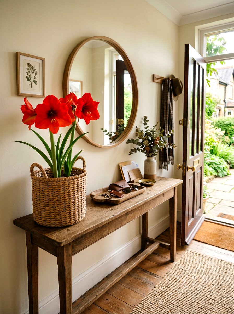 Amaryllis In Wicker Basket - 25 Spring Amaryllis Ideas