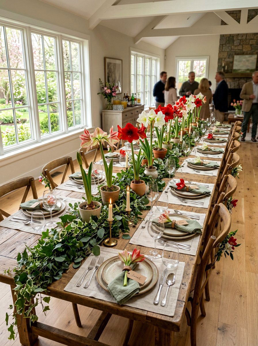 Amaryllis Table Runner - 25 Spring Amaryllis Ideas