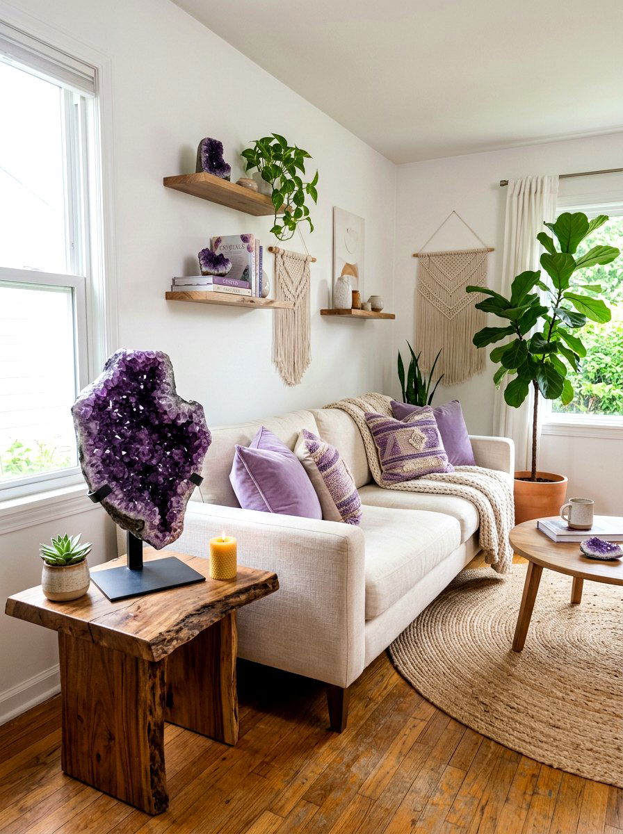 Amethyst Living Room - 25 Spring Crystal Decor Ideas