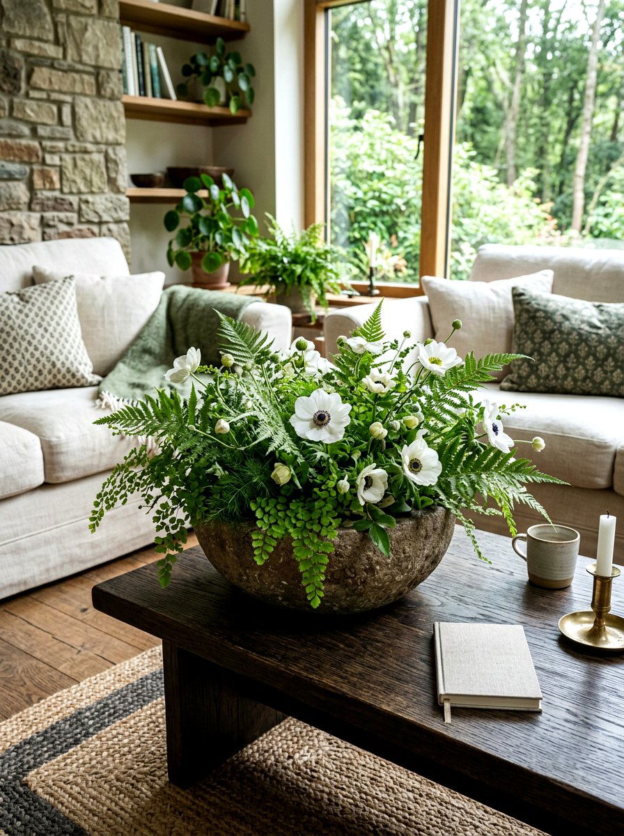 Anemone Fern Woodland Style - 25 Spring Anemone Arrangement Ideas