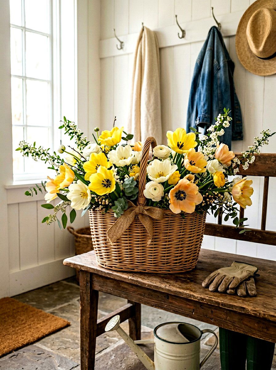 Anemone Tulip Spring Basket - 25 Spring Anemone Arrangement Ideas