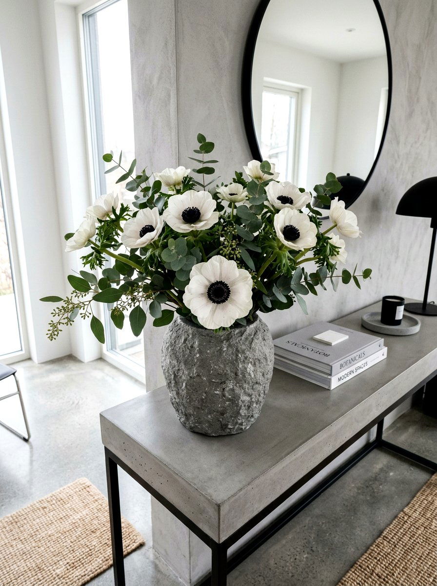 Anemone and Eucalyptus Bunch - 25 Spring Flower Bouquet Ideas
