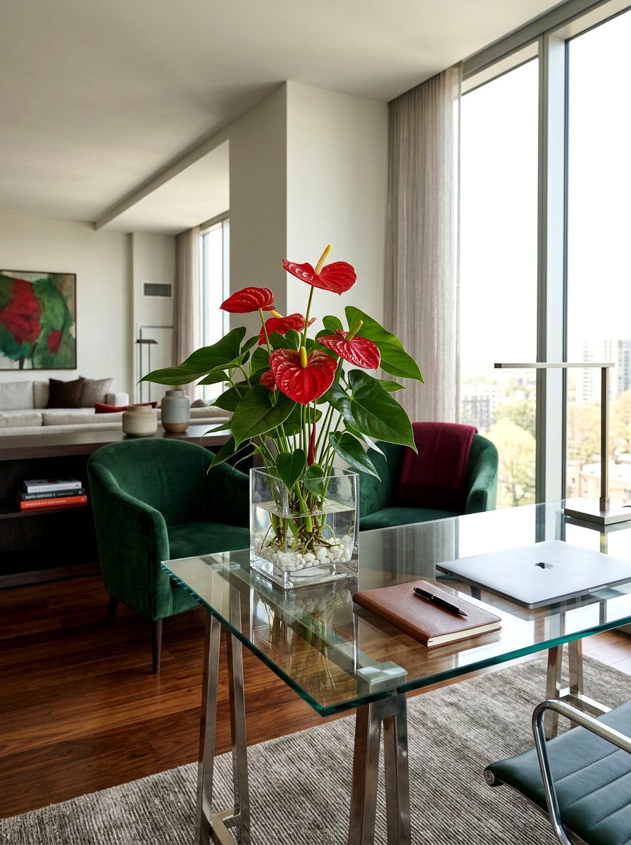 Anthurium - 25 Spring Living Room Plant Ideas