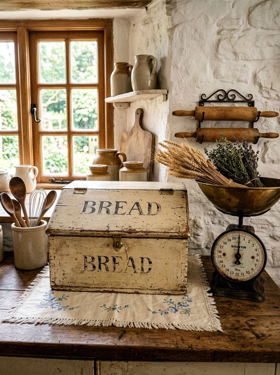 Antique Bread Box - 25 Spring Bread Box Decor Ideas