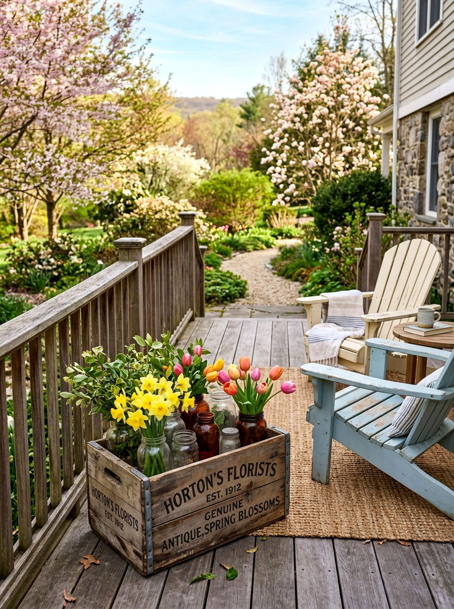 Antique Crate Box - 25 Spring DIY Flower Arrangement Ideas