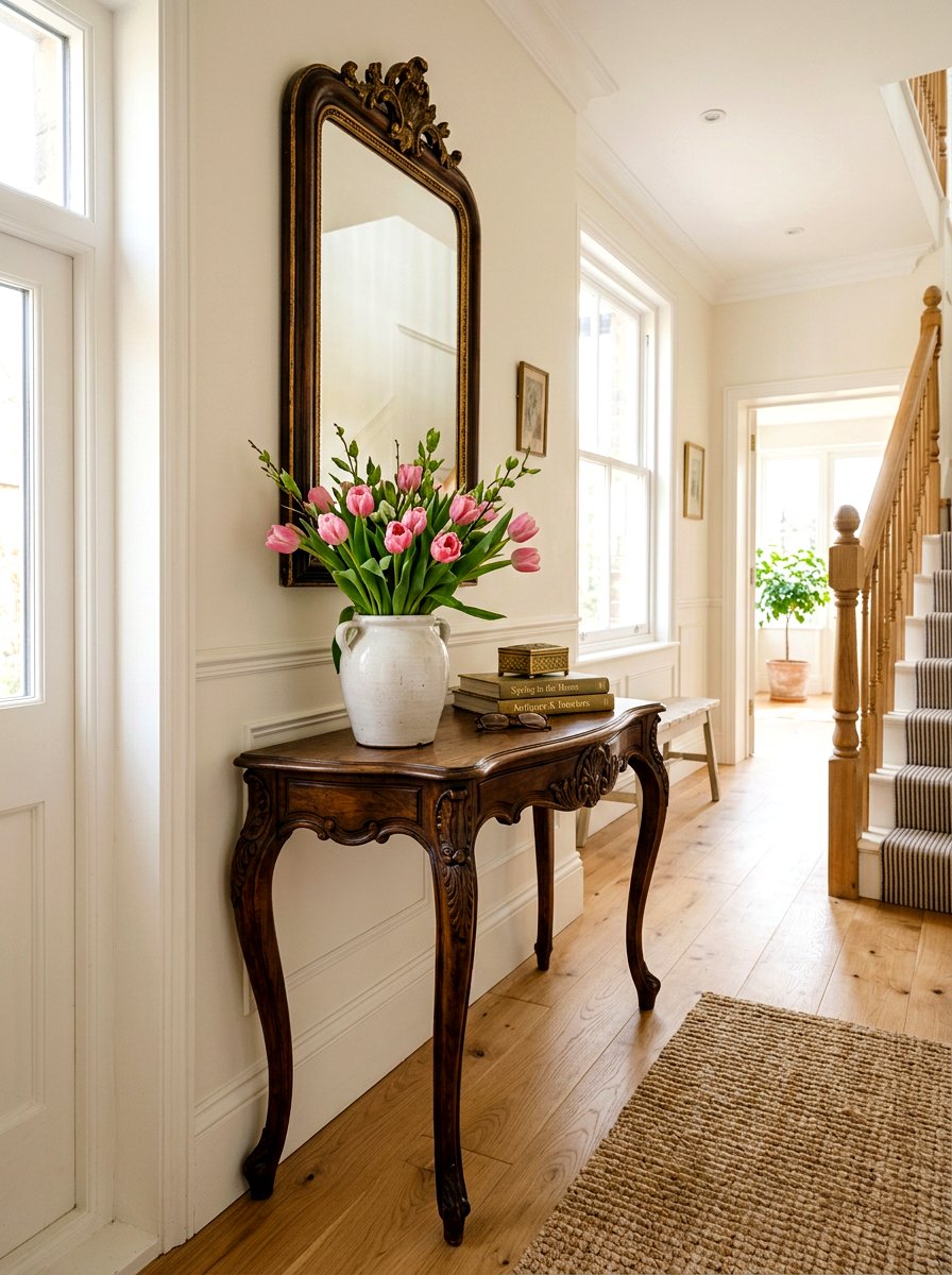 Antique Entryway Table - 25 Spring Hallway Decor Ideas