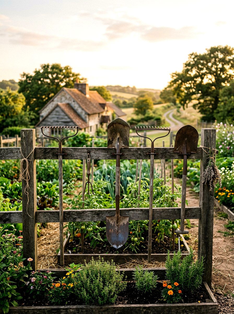 Antique Garden Tool - 25 Spring Fence Decor Ideas
