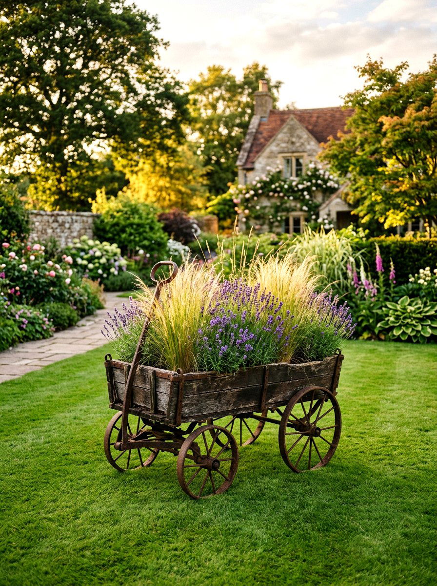 Antique Garden Wagon Centerpiece - 25 Spring Wagon Decor Ideas