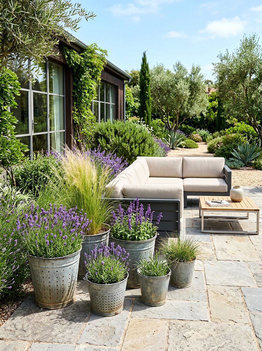 Antique Olive Bucket Accent - 25 Spring Antique Planter Ideas