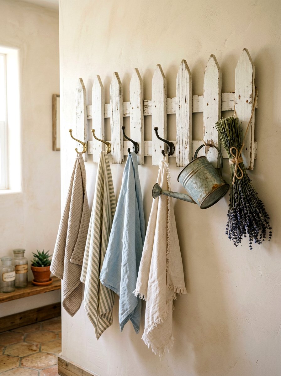 Antique Picket Fence Towel Rack - 25 Spring Towel Rack Decor Ideas