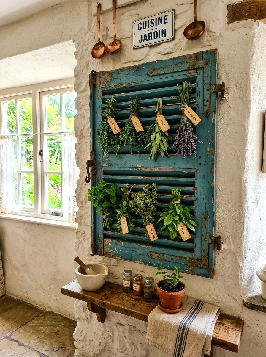 Antique Shutter Herb Rack - 25 Spring Herb Drying Rack Ideas