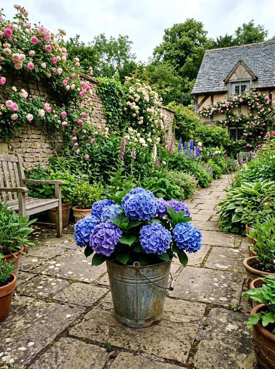 Antique Tin Bucket For Hydrangeas - 25 Spring Tin Bucket Planter Ideas