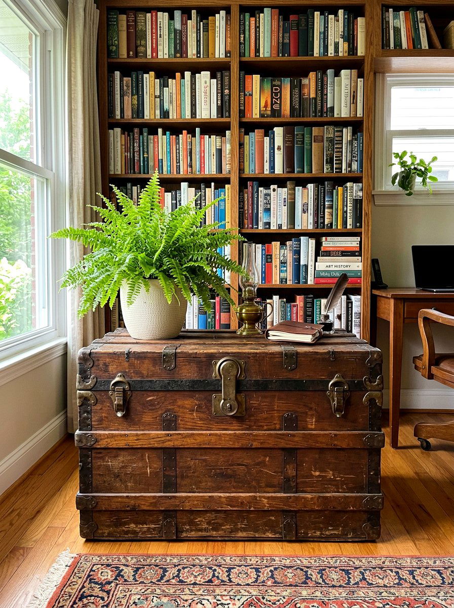 Antique Wood Trunk - 25 Spring Trunk Decor Ideas