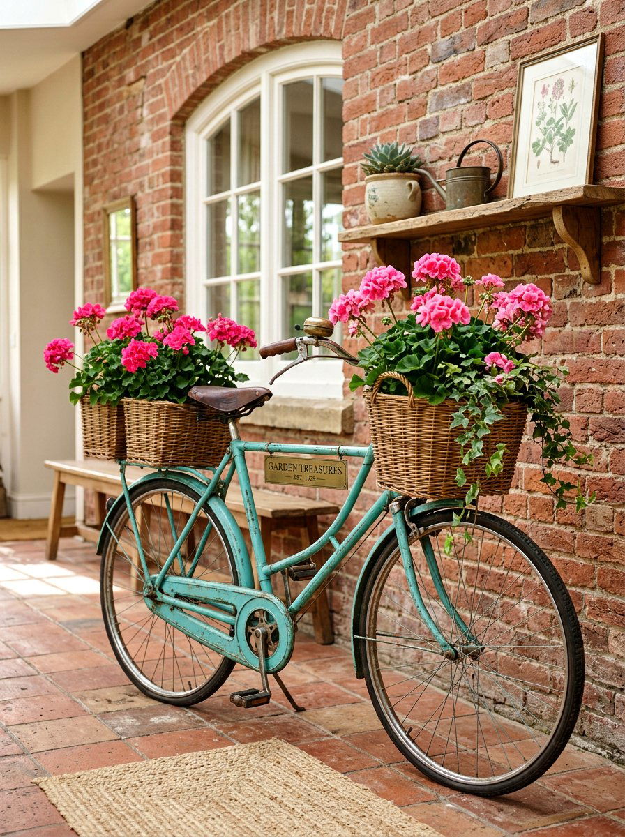 Antique bicycle planter - 25 Spring Porch Corner Decor Ideas